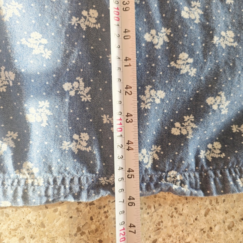 Vtg MAINSTREET BLUES Florals Denim Blue Jean Button Dress Pockets Women 16W.E39 - Picture 8 of 11